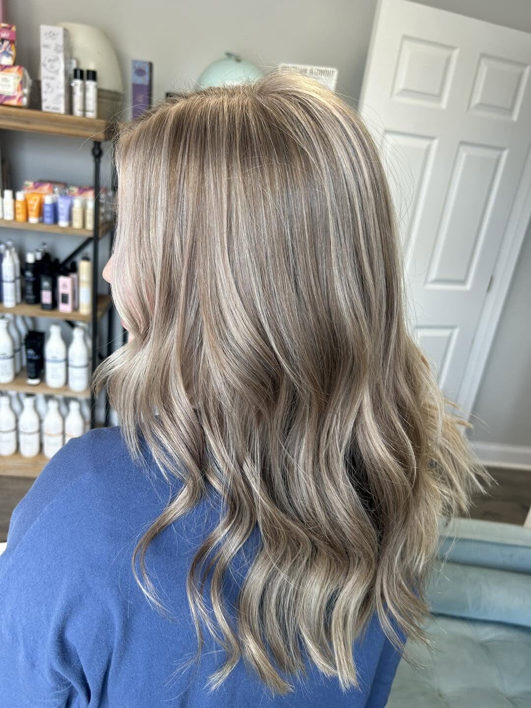 Cool ash blonde highlights with soft waves