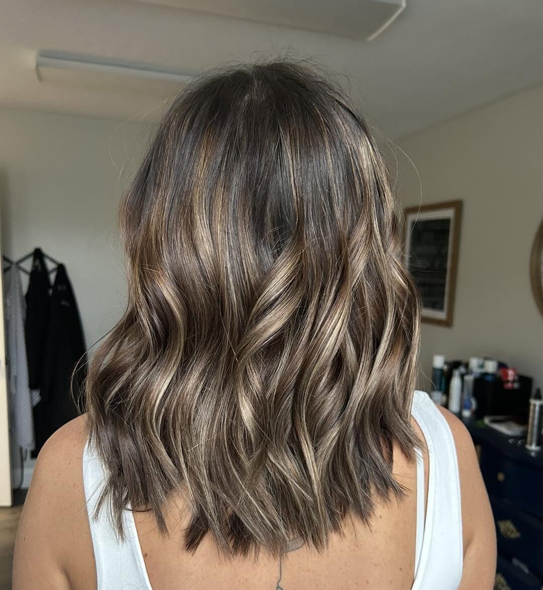 Brunette balayage with soft caramel dimension