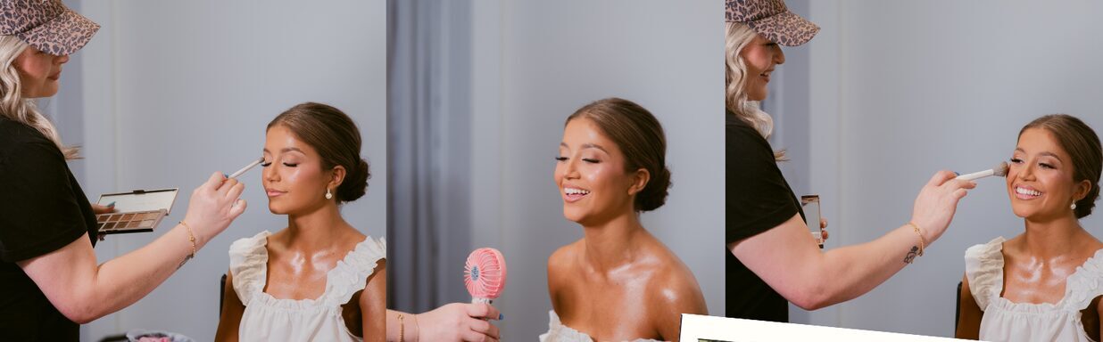 Jeni Smith applying wedding-day makeup to a bride