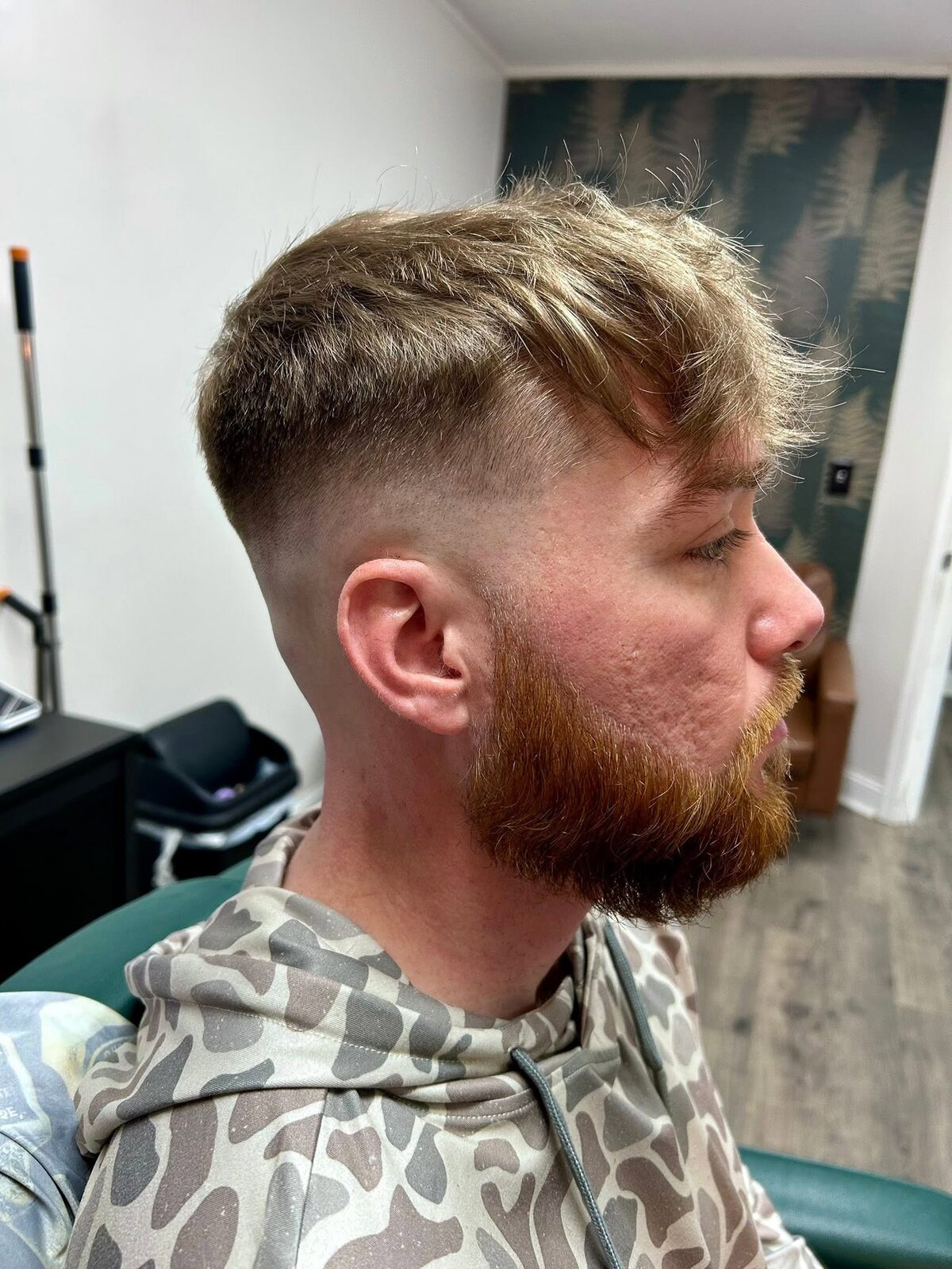 Mid fade with textured fringe by Macy